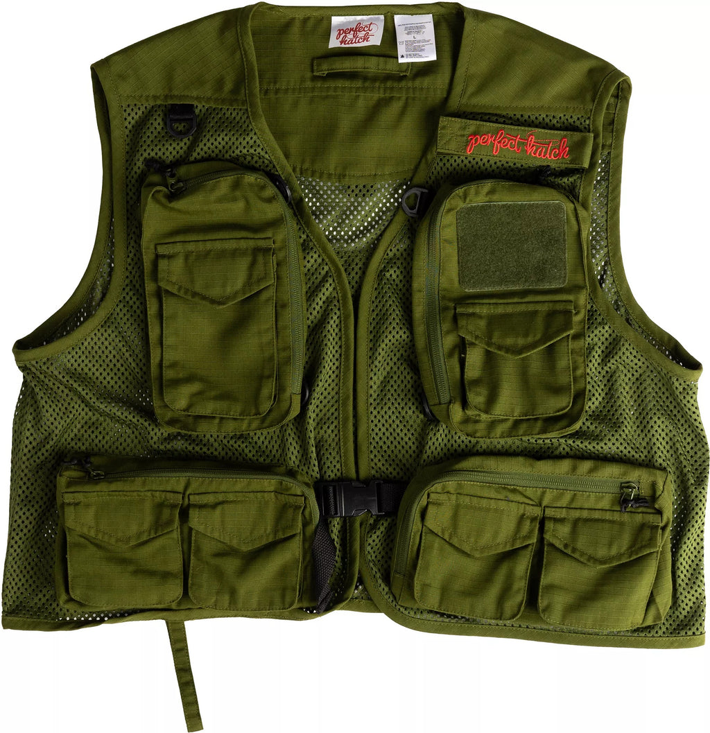 Perfect Hatch Veteran Fly Fishing Vest, Men's, L/XL, Green - Perfect Hatch - green - L/XL
