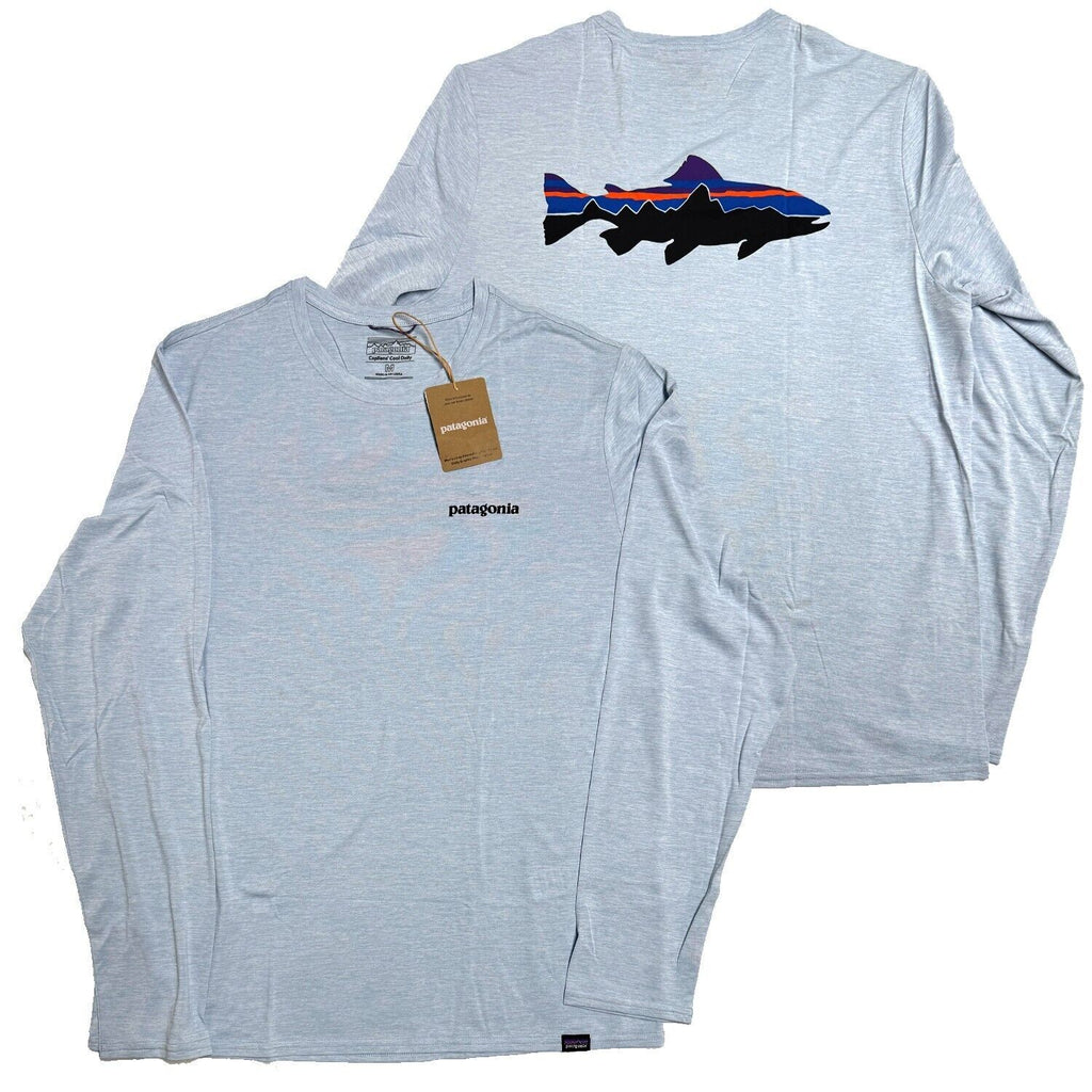 Patagonia Mens Capilene Cool Daily Graphic L/S T-shirt Waters - Trout Fleck Blue - Patagonia - fitz roy trout: fleck blue - X