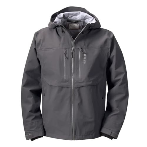 Orvis Men's Clearwater Wading Jacket - Hooded 20K Waterproof Jackets for Men with Integrated Cuff System, Asphalt - Large - O
