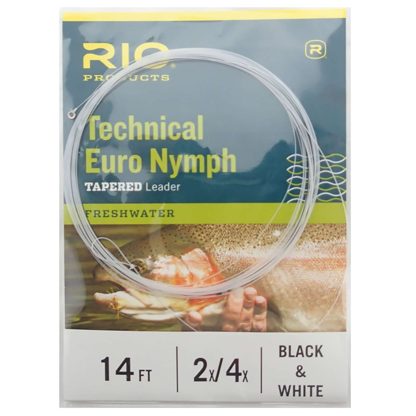 80688005 Technical Euro Nymph Tapered Leader - Black & White - Rio - black-white - 14FT 2X/4X