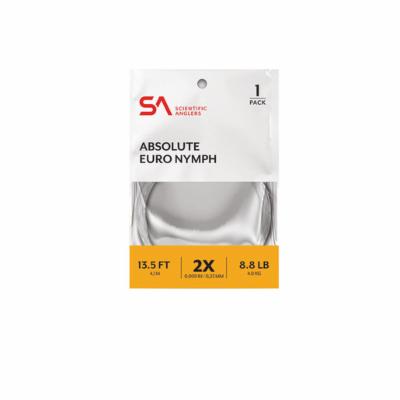 Scientific Anglers Absolute Euro Nymph Freshwater Tapered Leader- 2X, White/Orange/Green, 1pk - Clear 2X - Scientific Anglers