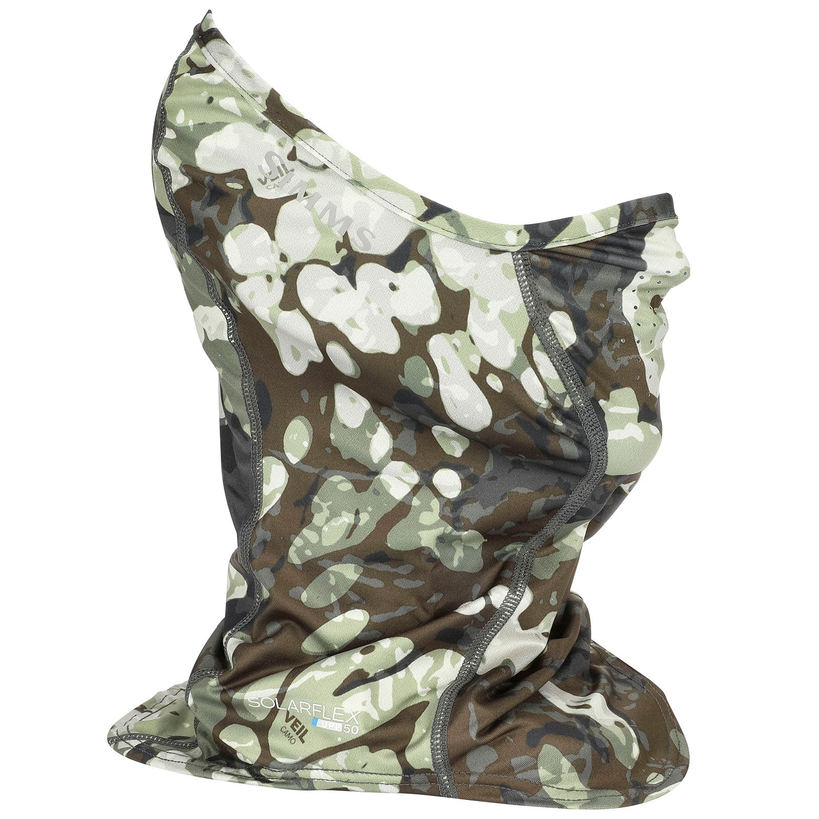 Simms UPF 50+ SunGaiter Fishing Face Buff Breathing Holes Riparian Camo - SIMMS - riparian camo - One Size