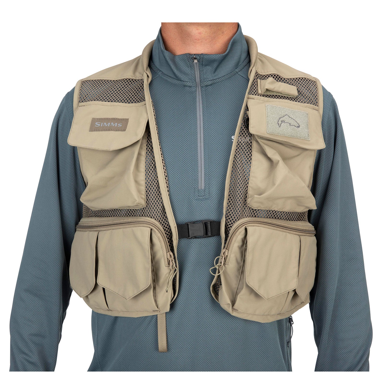 Simms Men's Tributary Mesh Fishing Vest - Past Season Model - Tan M - Simms - tan - M