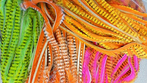 Tiger Barred 1/8" Rabbit STrips - Hareline Dubbin - hot pink brown over shrimp pink