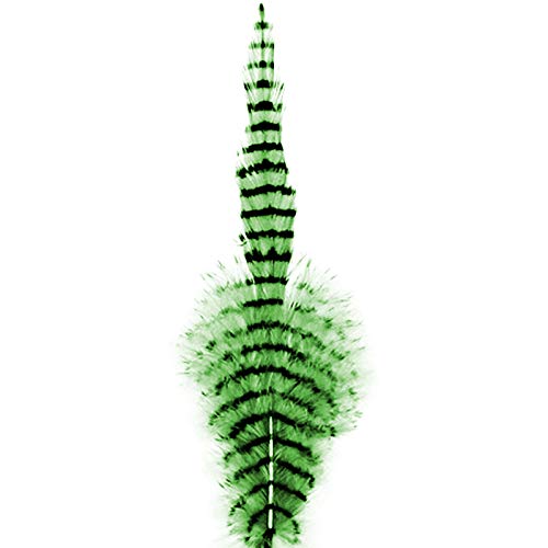 Montana Fly Barred Saddle Hackle Feathers - Montana Fly - chartreuse/barred black