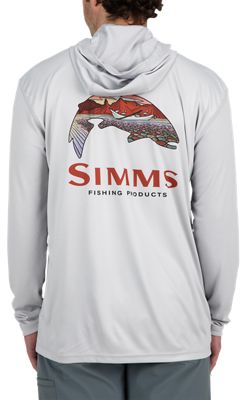 Men's Simms Tech Artist Series Hoodie Large Trout Logo Flame/Sterling - Simms - trout logo flame/sterling - Large