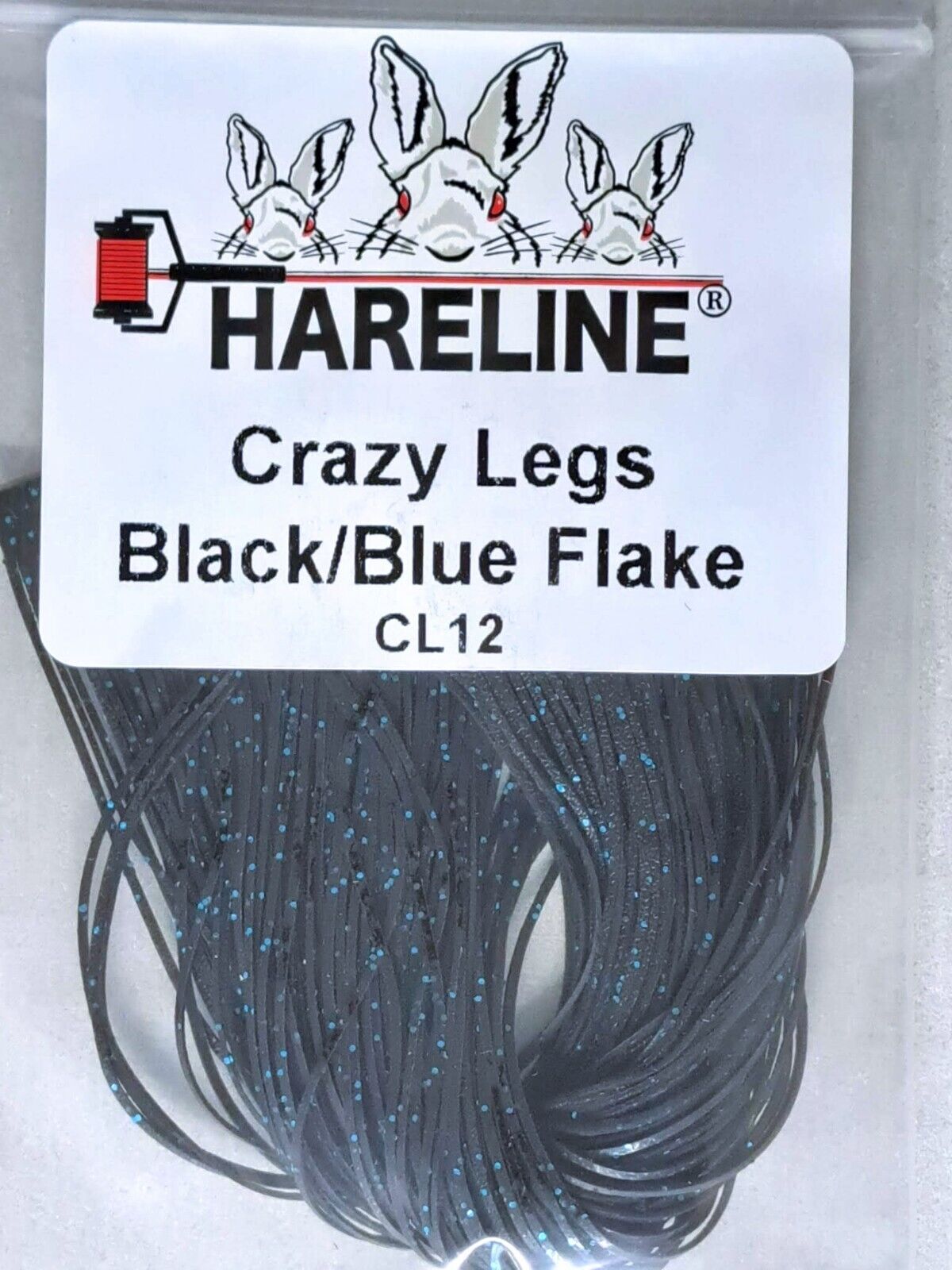 Hareline Crazy Legs Fly Tying 5 Skirts Pack Flake Sparkle 27 Different Colors - Hareline Dubbin, Inc. - black/blue flake