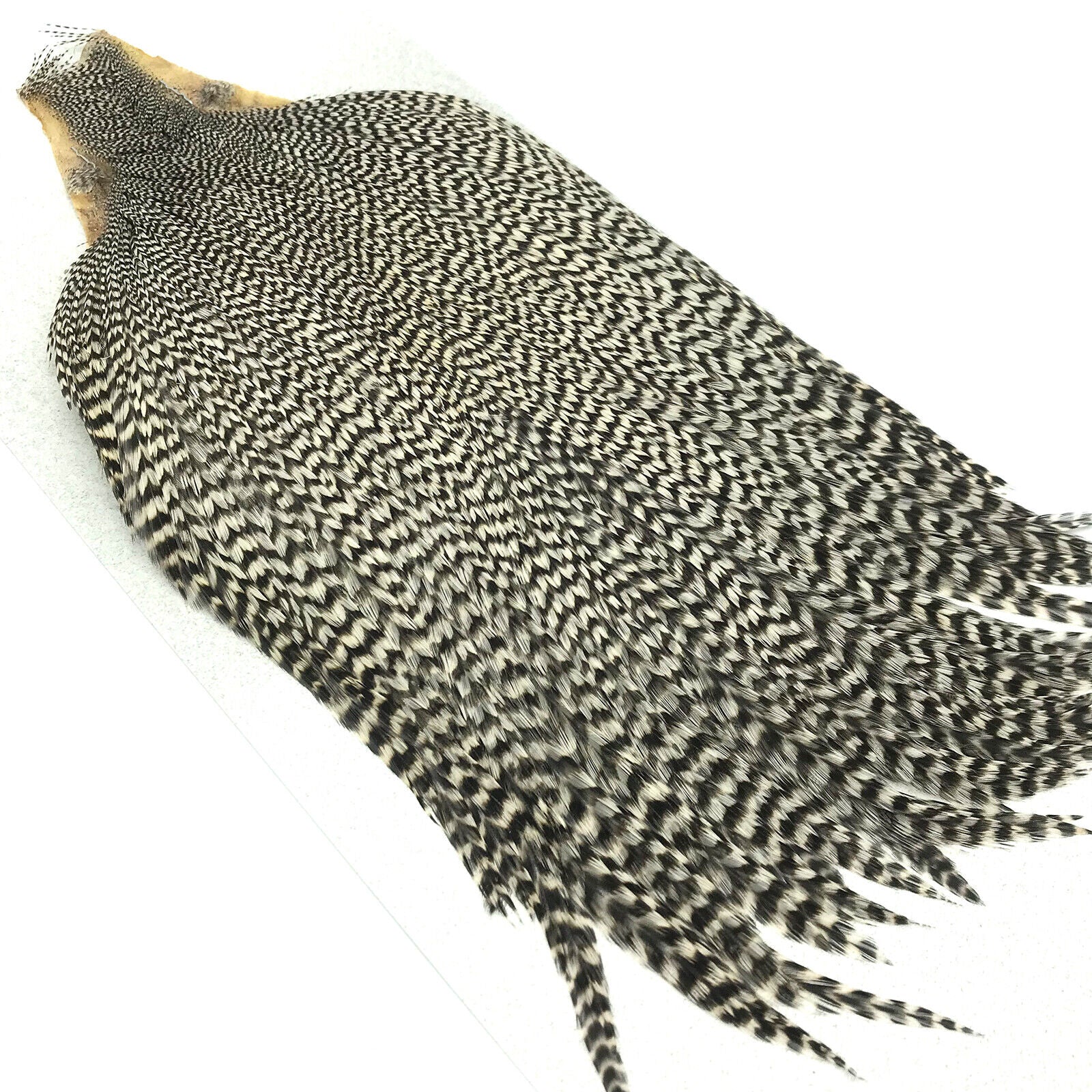 KEOUGH TYER'S GRADE CAPE - Hareline Dry Fly Tying Hackle Feathers Rooster Neck - Keough - grizzly - 12" - 13" Long Capes